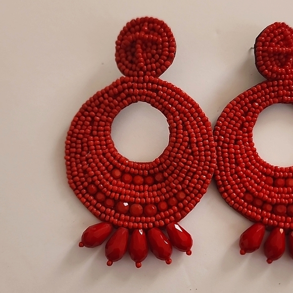 Kenneth Jay Lane KJL Womens Legendary Boho Cherry Red Post Dangle Earrings - Picture 4 of 12